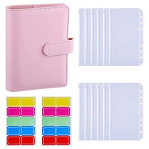 14 Binder Bags A6 with Leather Binder Cover, 6 Rings Budget Binder with Envel WR