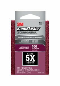 3M 20908-100 100-Grit Medium SandBlaster Sanding Sponge 3-3/4 Lx2-1/2 Wx1 in.