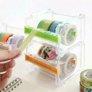 Desktop tape cutter tape storage box 10.3*9.1*7.1cm yellow, green beige, T4U9