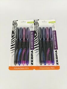 2 packs of Zebra Fountain Pens, Fine Point 0.6mm in assorted colors