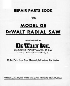 Model GE RADIAL SAW SERVICE PARTS MANUAL