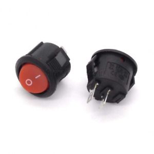 2/10pcs Rocker Switch 16mm Round Boat Red Mini 2 Pin ON-OFF