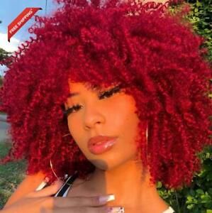 Curly Wigs For Black Women Short Kinky Curly Afro Wig With Bangs Synthetic Afro