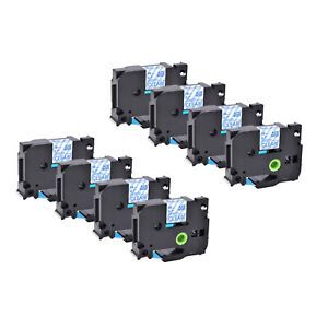 8PK Compatible Brother TZ-143 TZe-143 Blue on Clear Label Tape Cassette 0.7&#034;
