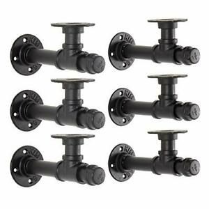 YCCO 6 Packs Pipe Bracket Industrial DIY L Pipe Shelf Bracket for 8 inch Wood...