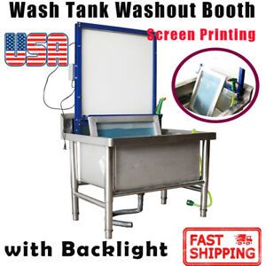 Floor Type Stainless Steel Screen Printing Wash Tank Washout Booth + Backlight
