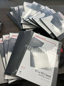 Lot Of 15 - Office Depot 8.75 x 11.25 Inch Black Poly Binding Covers 25 Ea Pack