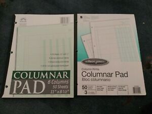 2 Columnar Pads: 3 &amp; 6 Columns, 11 x 8.5 Inches, 50 Sheets (76706 &amp; G7203A)