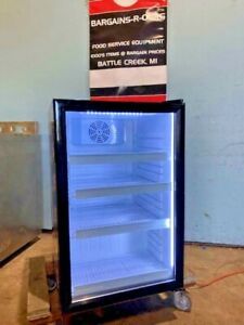 &#034;GRAB N GO&#034; LED LIGHTED, GLASSDOOR DRINK&amp; FOOD COUNTER TOP COOLER WITH 4 SHELVES