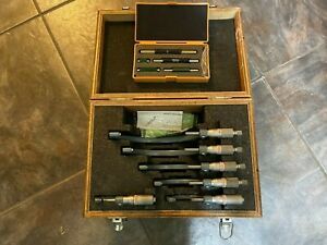 Mitutoyo outside micrometer set 0&#034; to 6&#034; in wooden case No. 103-907