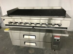 60” Chef Base Refrigerator 60” Gas Char Broiler HEAVY DUTY Grill NEW