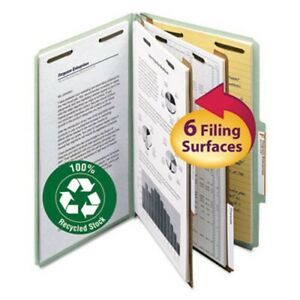 Smead Pressboard Folder, 2&#034; Exp, 2 dividers, Legal, Gray 10 per Box (SMD19022)