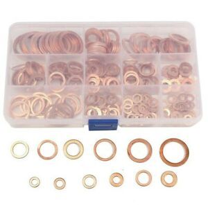 280Pcs Oil Drain Plug Crush Ring Washer Copper Flat Gasket Seal Assorted 12 Size