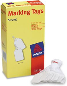 Avery 12204 Medium-Weight White Marking Tags, 1 3/4 x 1 3/32 (Box of 1000)