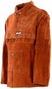 QeeLink Leather Welding Work Apron with Sleeve - XXX-Large, Brown 31-inch