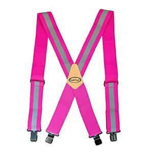Reflective Safety Suspenders|Work Suspenders with Hi Viz Pink Relective