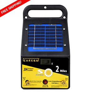 Solar Low Impedance Electric Fence Charger, 2-Mile Range, Weed Free Fence