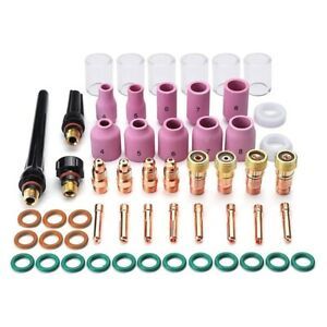 55PCS TIG Welding Torch Accessories Kit Alumina Nozzle Stubby Gas Lens 10 PyreR4