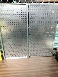 2 WALL CONTROL Silver Metal Wall Pegboard Organizer Shelf Display Tools 32” X 16