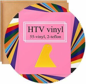 Heat Transfer Vinyl Bundle, 55 Sheets 12&#034;x10&#034; Iron On Vinyl HTV for Cricut