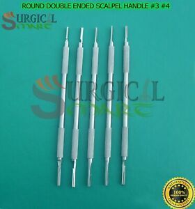 SET OF 5 PCS ROUND FORM DOUBLE ENDED SIEGEL SCALPEL HANDLE #3 #4 SURGICAL DENTAL
