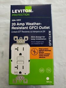 Leviton GFWT2-Kw 20A GFCI Outlet Weather and Tamper Resist White Slim Design NEW