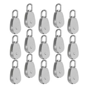 15Pcs M15 Single Wheel Swivel Rigging Lift Wire Rope Pulley Block Heavy Duty