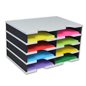 TierDrop Desktop Organizer/Forms Mailroom Classroom 8-Compartment Gray W/Black