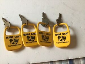 Four (4) Good Vintage MART CART Keychains with Keys