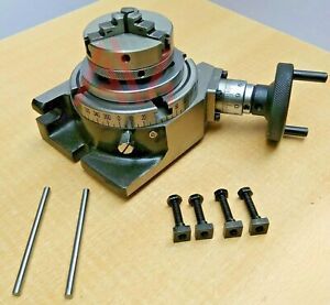 Rotary Table 4&#034; 100mm Horizontal &amp; Vertical With 65mm 3 Jaw Chuck &amp; Backplate