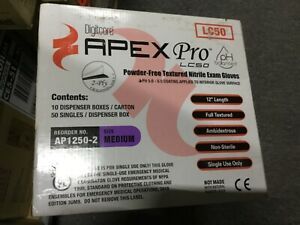 Digitcare Apex Pro LC 50 Powder Free Texture Nitrile Exam Gloves Med 500 Count