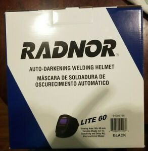 RADNOR LITE 60 Black Welding Helmet- Auto Darkening- New.!!!
