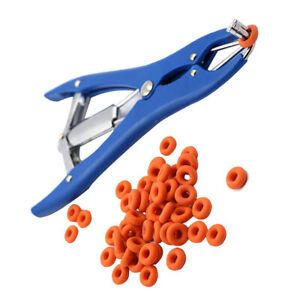 Castrator Plier Elastrator Tool Dock Tail with 100 Rings for Cattle Goat