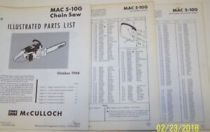 McCULLOCH CHAIN SAW MODEL MAC 5-10G ORIGINAL OEM ILLUSTRATED PARTS LIST