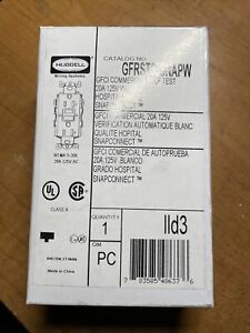 Hubbell Straight Blade Receptacle, GFCI, Snap Connect, Hospital Grade