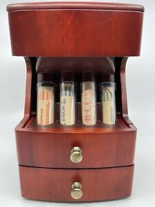 Deluxe Valet Battery Powered Cherry Wooden Coin Sorter Change Money Roller