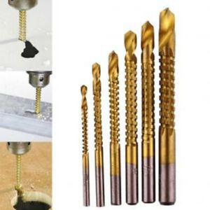 6PCS Twist Drill Bits HSS High Steel Titanium Saw Bits Drilling Wood Metal HN US