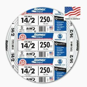 Southwire Romex SIMpull 250-ft 14-2 600v &amp; 14 AWG Wire NM-B 14/2 gauge