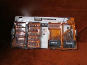 NEW RIDGID 43 PC DRILL DRIVING KIT PLUS 14 PC BLACK OXIDE DRILL BIT KIT