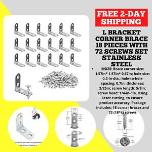 L Bracket Corner Brace Set Stainless Steel 40mmx40mm Metal Joint Right Angle 72