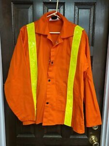 Tillman 6230DRQ Orange FR Cotton Welding Jacket with Reflective Tape Size L