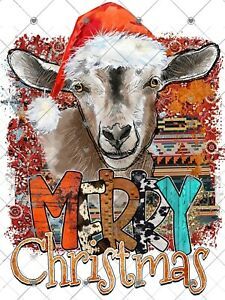 Goat Merry Christmas Sublimation Transfer, Goat Transfer, Farm, Printed Sub