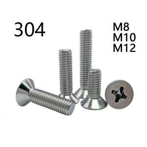 304 Stainless Steel Phillips Cross Countersunk Flat Head Screws M8 M10 M12