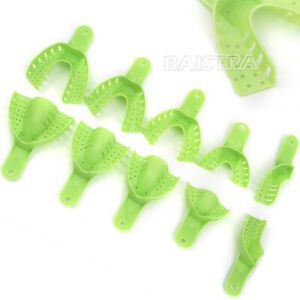 10Pcs/pack Dental Autoclavable Perforated Disposable Impression Green Trays
