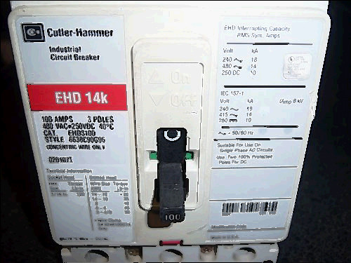 480 3 for sale, Cutler-hammer industrial circuit breaker ehd3100 100 amp 480 vac 3 pole