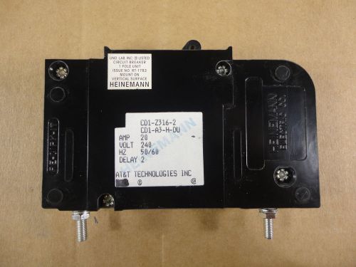 20 A Amp Circuit Breaker CD1-Z316-2 CD1-A3-H-DU RE-CIRK-IT Eaton Heinemann ATT