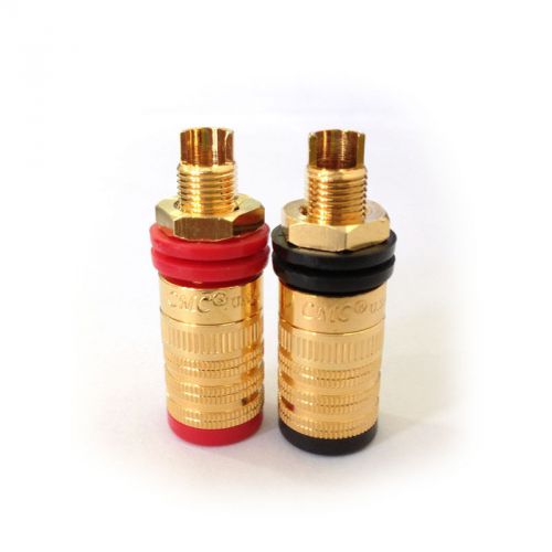 2 pairs 24k gold plated brass speaker power amplifier terminals connectors jack for sale