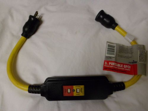 NEW LEVITON Portable 20A GFCI Locking 3&#039; Generator Extension Cord 12/3 2500W