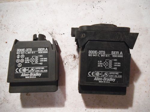 (2) allen bradley 800e-3t5 ser a contact block / module transformer for sale