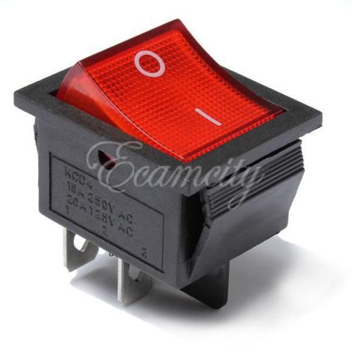 Red light illuminated 4 pin dpst on-off rocker boat switch 13a/250v 20a/125v for sale